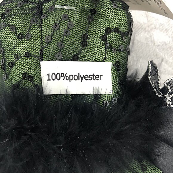 Celebrate It Sequin Black and Green Victorian Style Mini Top Hat on a Headband - Picture 7 of 10